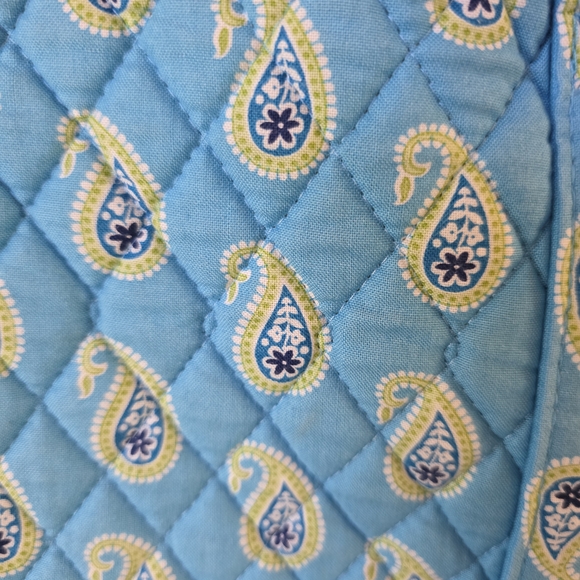 Vera Bradley Bermuda Blue Paisley Quilted Cotton Tote Messenger Laptop Bag - Picture 7 of 13